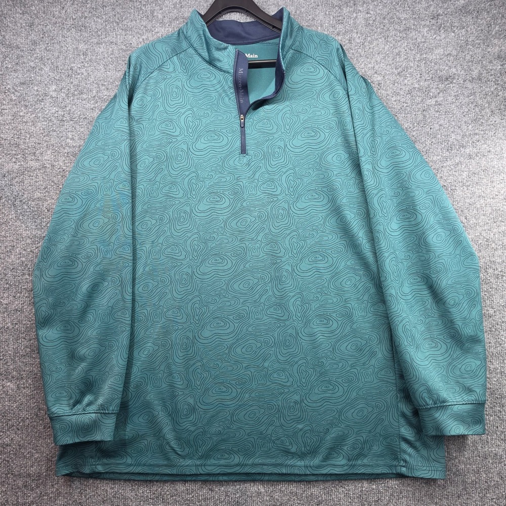 Mizzen+Main Mens XX Large Teal Topographic Print Quarter Zip Pullover 1PO-1554